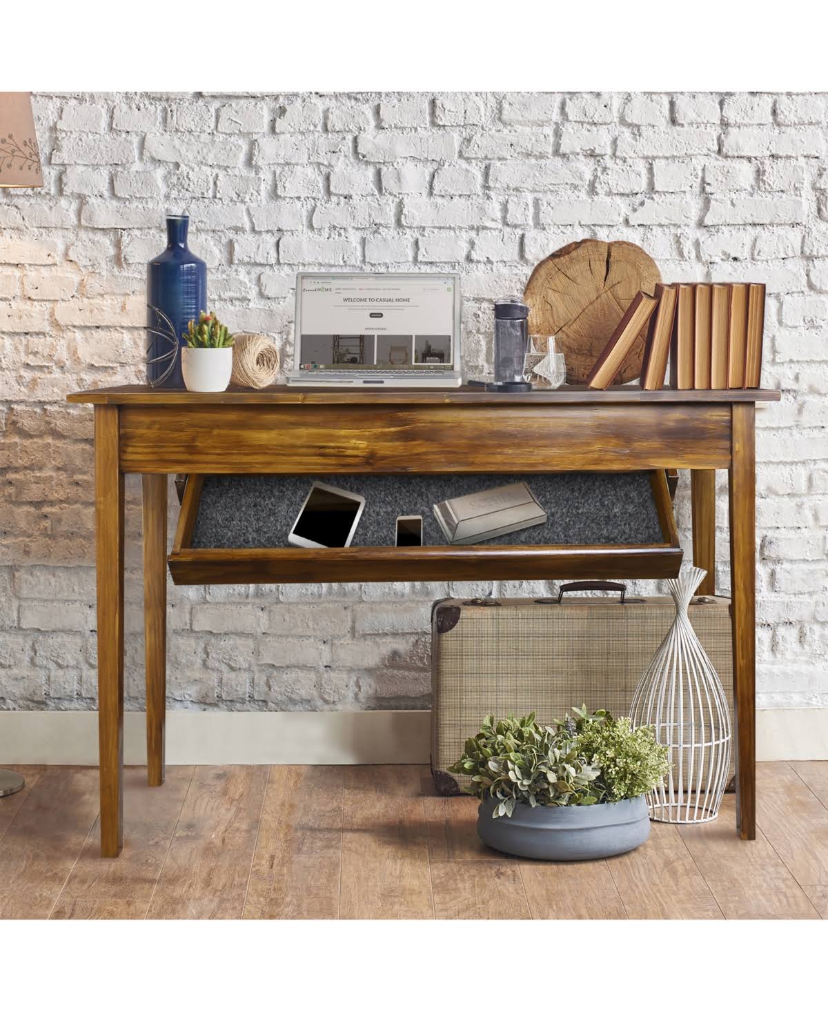Warm Brown Console Table with Concealed Drawer Q496264