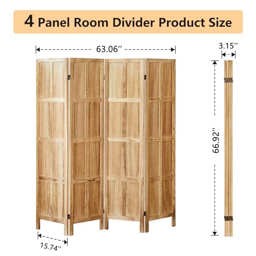 5.6 FT Folding Wooden Room Divider (Light Brown) M1488