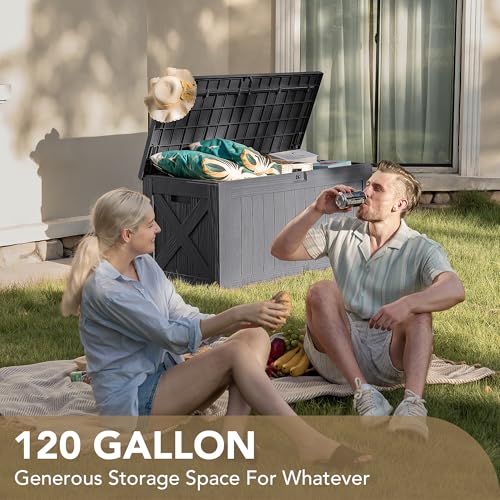 120 Gallon Resin Outdoor Storage Box Black D609