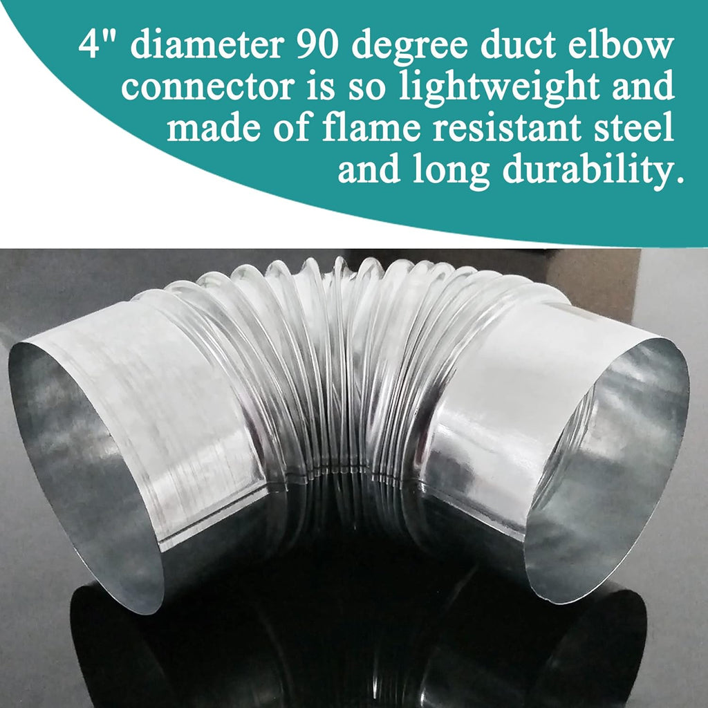 90 Degree Metal Elbow Connector, 4", Silver Y59365