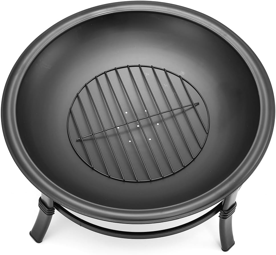 26 inch Wood Burning Fire Pit Bowl with Spark Screen S628690
