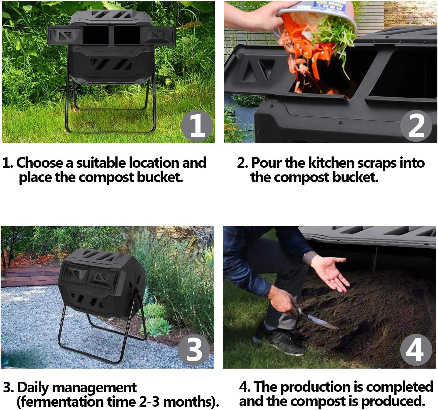 43 Gallon Dual Rotating Chamber Compost Tumbler Z3607