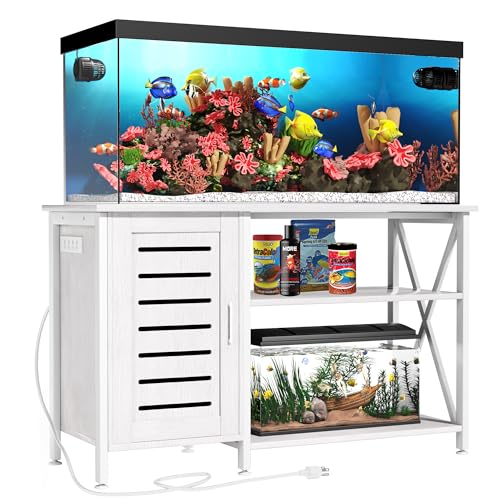 White 55-75 Gallon Fish Tank Stand with Metal Frame Y697529