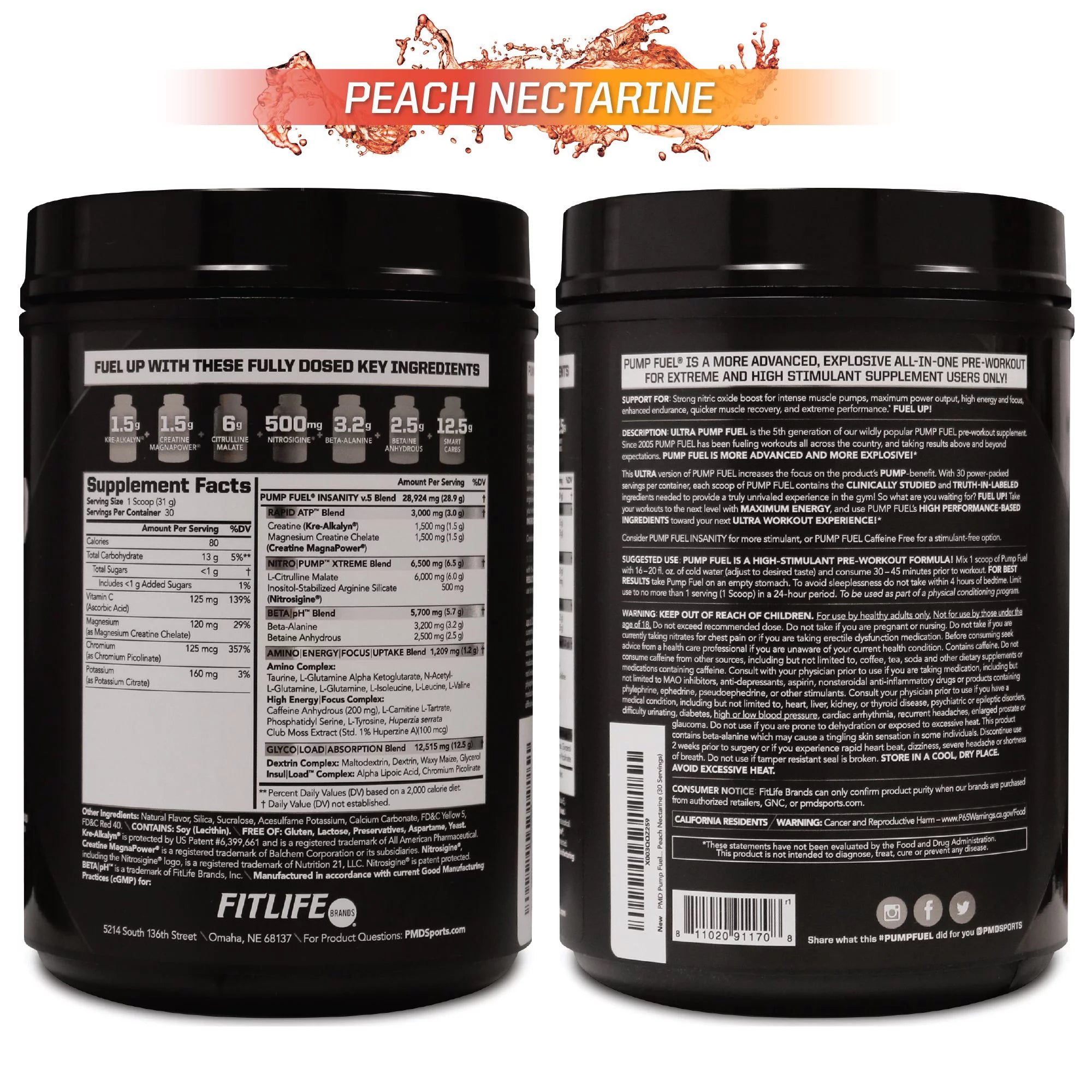 Peach Nectarine Pre Workout Drink Mix 30 Servings S833
