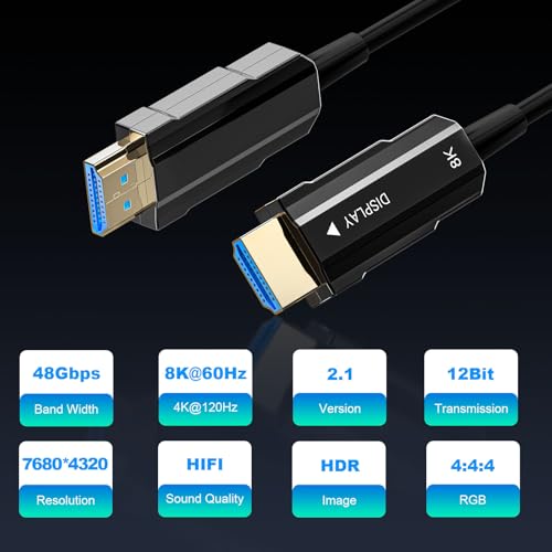 8K Fiber Optic HDMI Cable 50ft G419