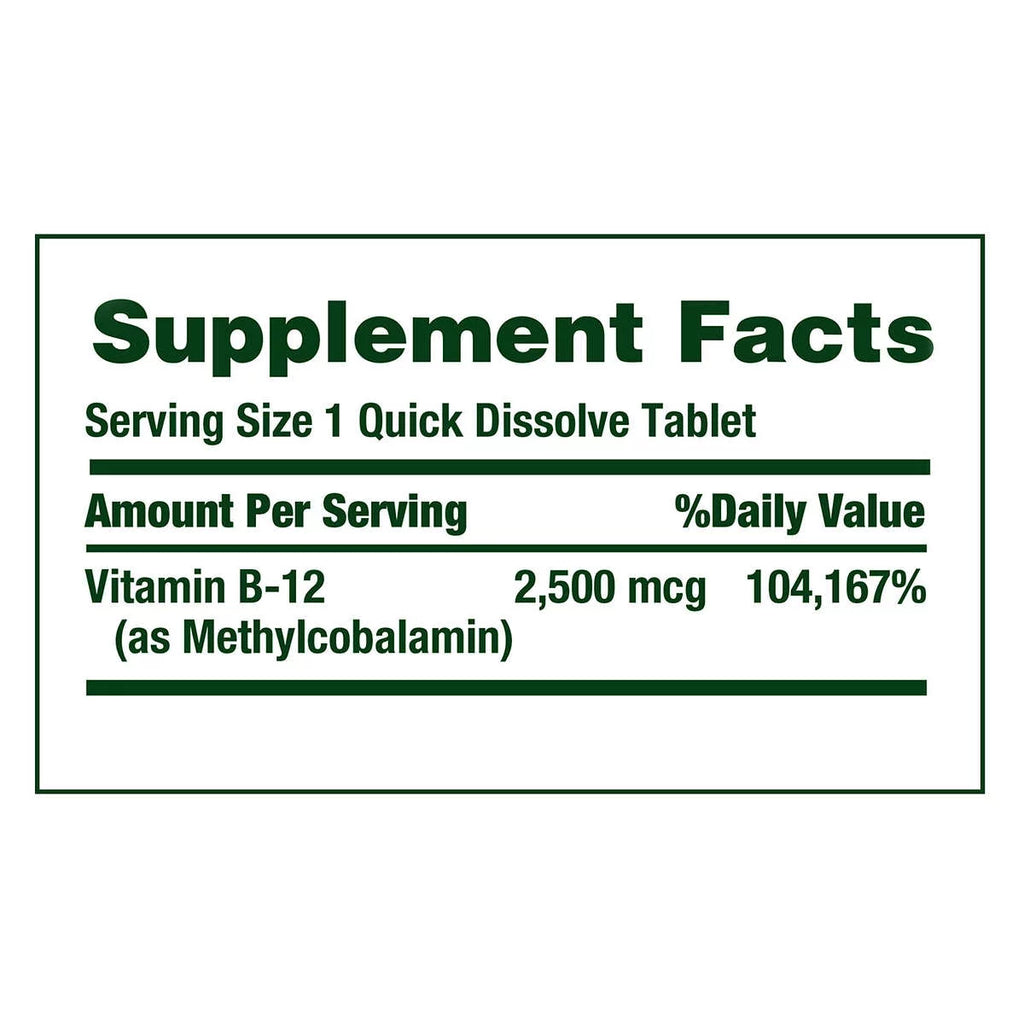 Vitamin B-12 2500 mcg, 300 Quick Dissolve Tablets D90869