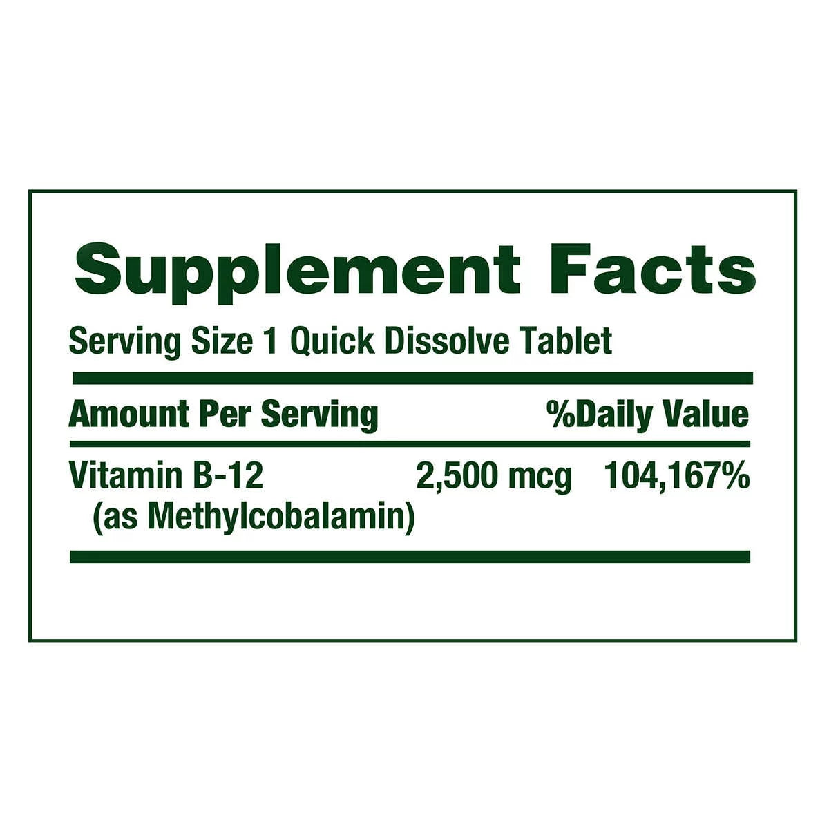 Vitamin B-12 2500 mcg, 300 Quick Dissolve Tablets D90869