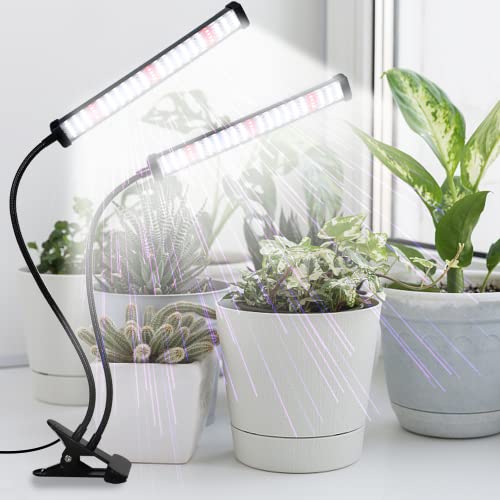 6000K Full Spectrum Clip Plant Growing Lamp with White Red LEDs, 5-Level Dimmable, Auto On Off Timing 4 8 12Hrs U634