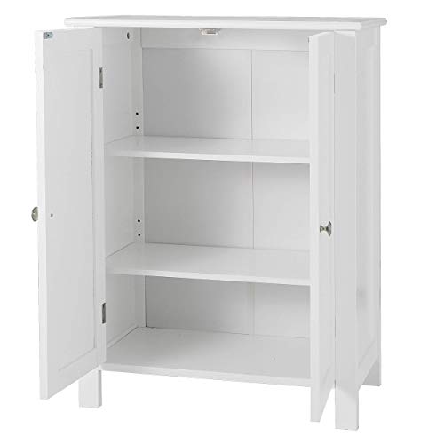 Gray Wooden Floor Storage Cabinet with Double Door and Adjustable Shelf J405