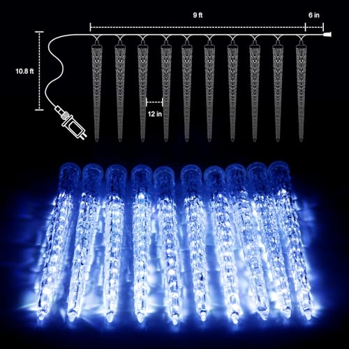 Blue 30ft 30 Tube 720 LED Meteor Shower Icicle Lights D18605