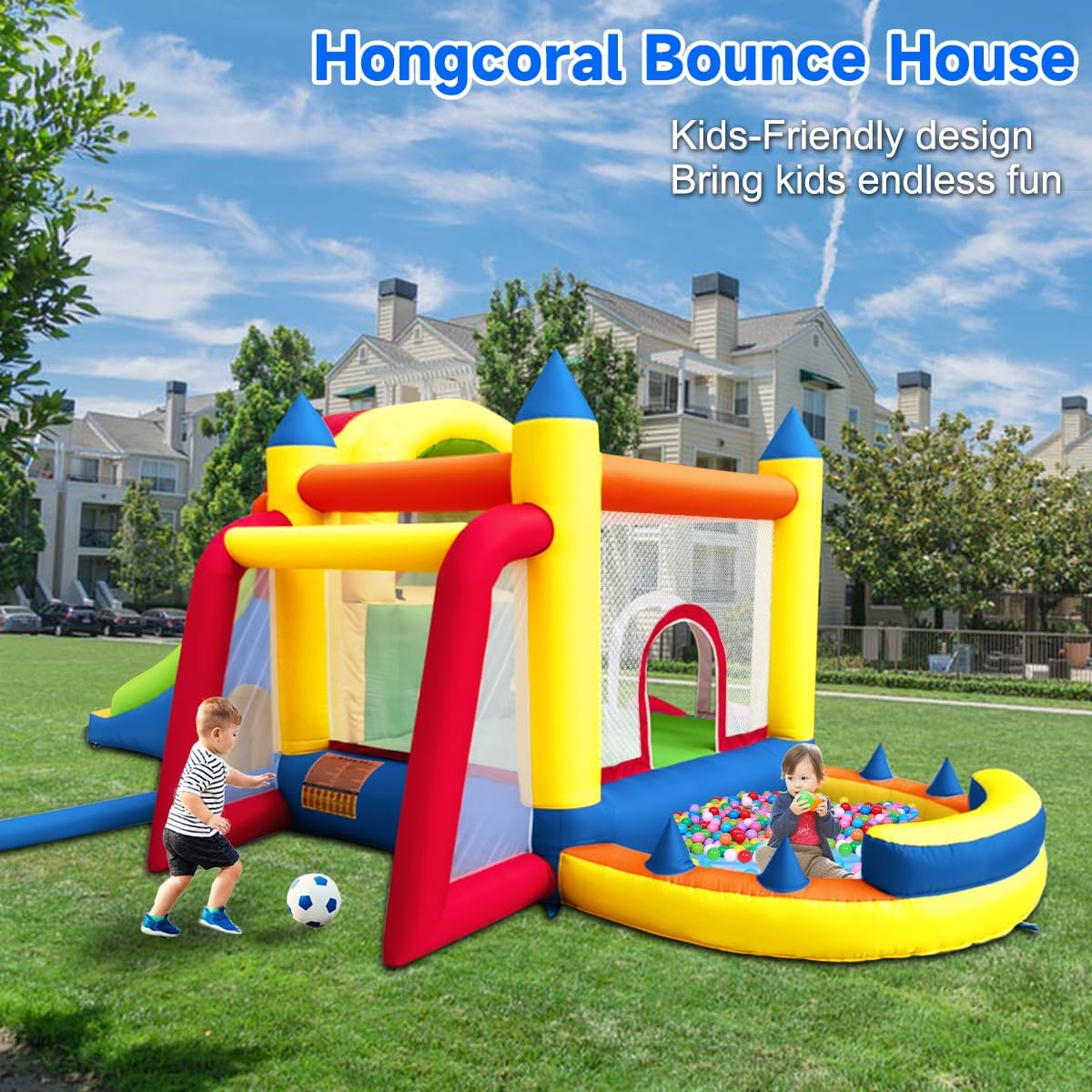 8 in 1 Large Inflatable Bounce Castle with Blower and Two Slides N121