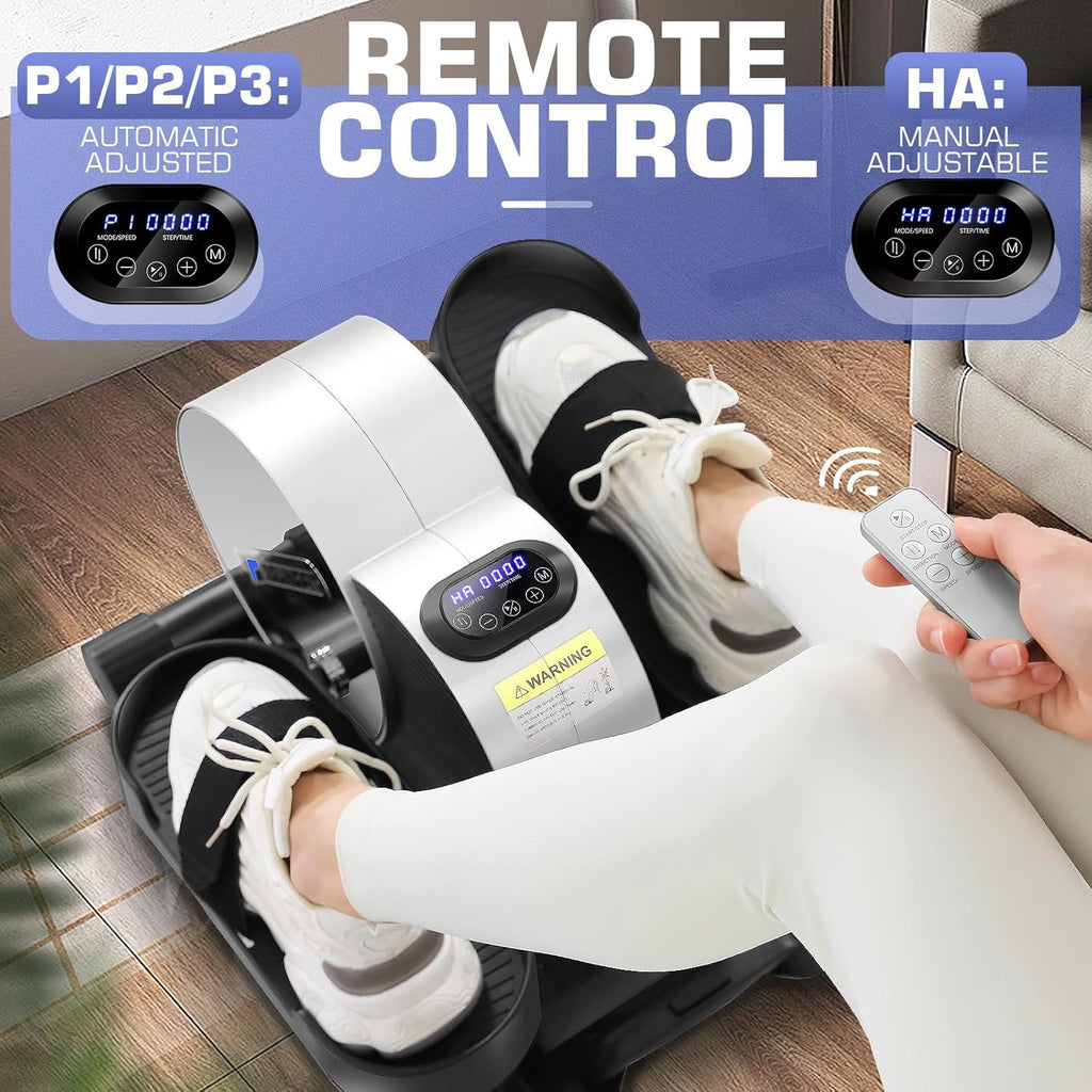 Under Desk Elliptical, Electric Seated Foot Pedal Exerciser with LCD Display Monitor, Remote Control D9166