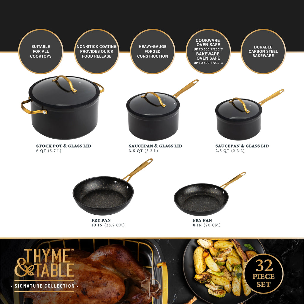 32-Piece Non-Stick Cookware & Bakeware Set, Black Z293847