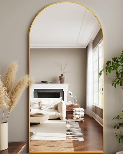 76"x34" Black Arched Floor Mirror V501