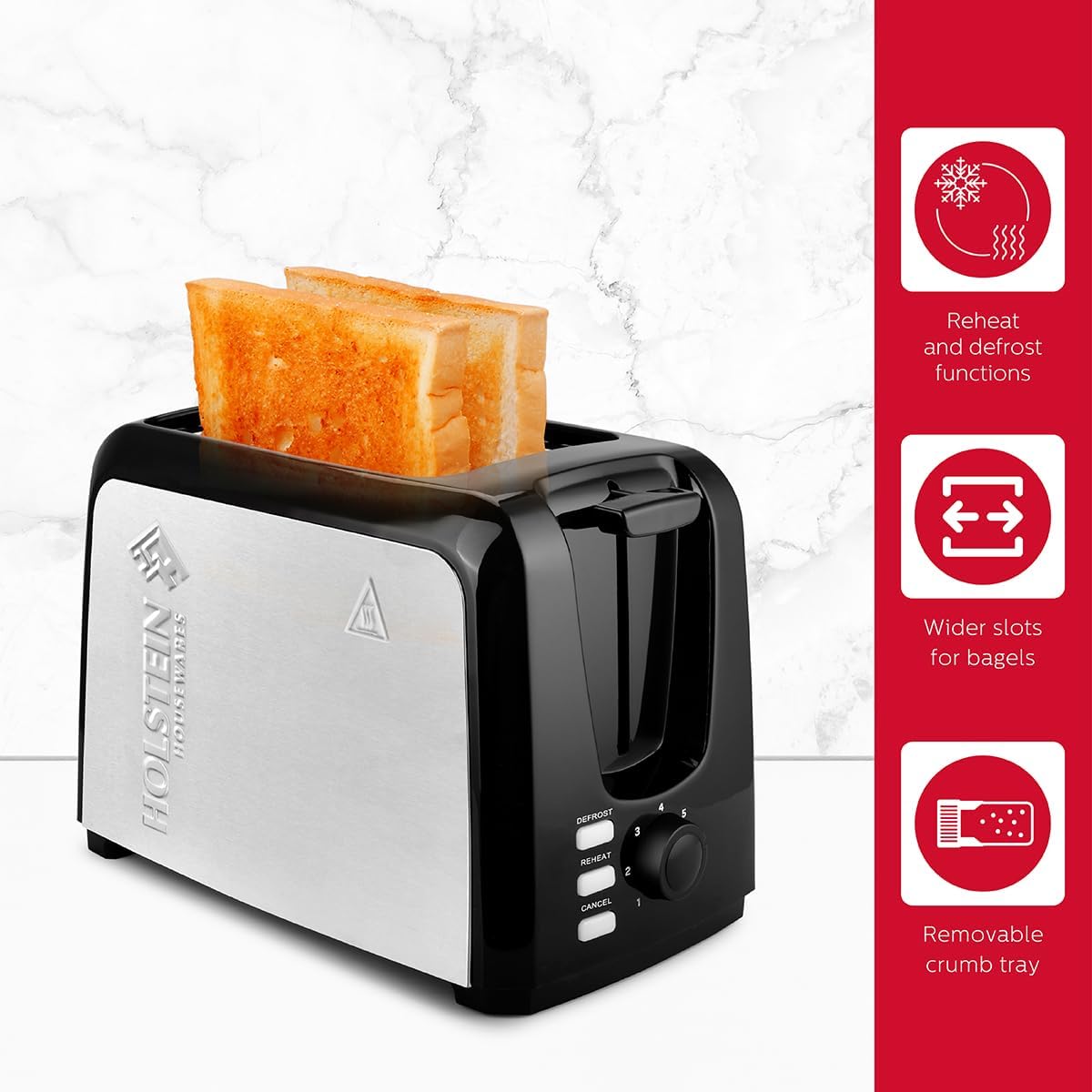 Black 2-Slice Toaster with 7 Browning Control Settings V6598