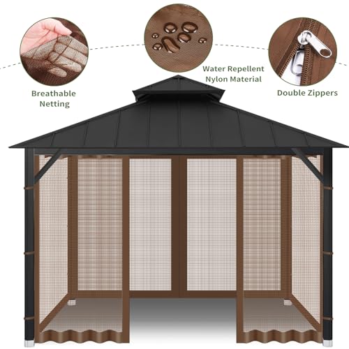 10' x 10' 4-Panel Sidewall Mosquito Netting with Zippers (Black) R8846