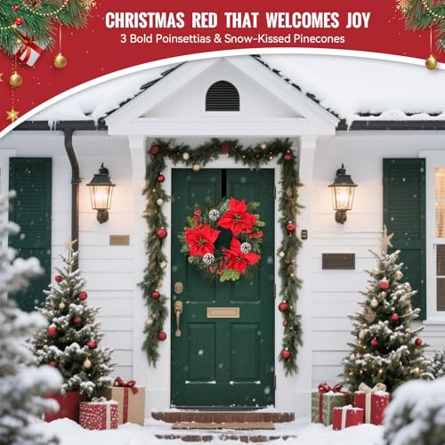 24 Inch Green Christmas Wreath with Red Bow X782