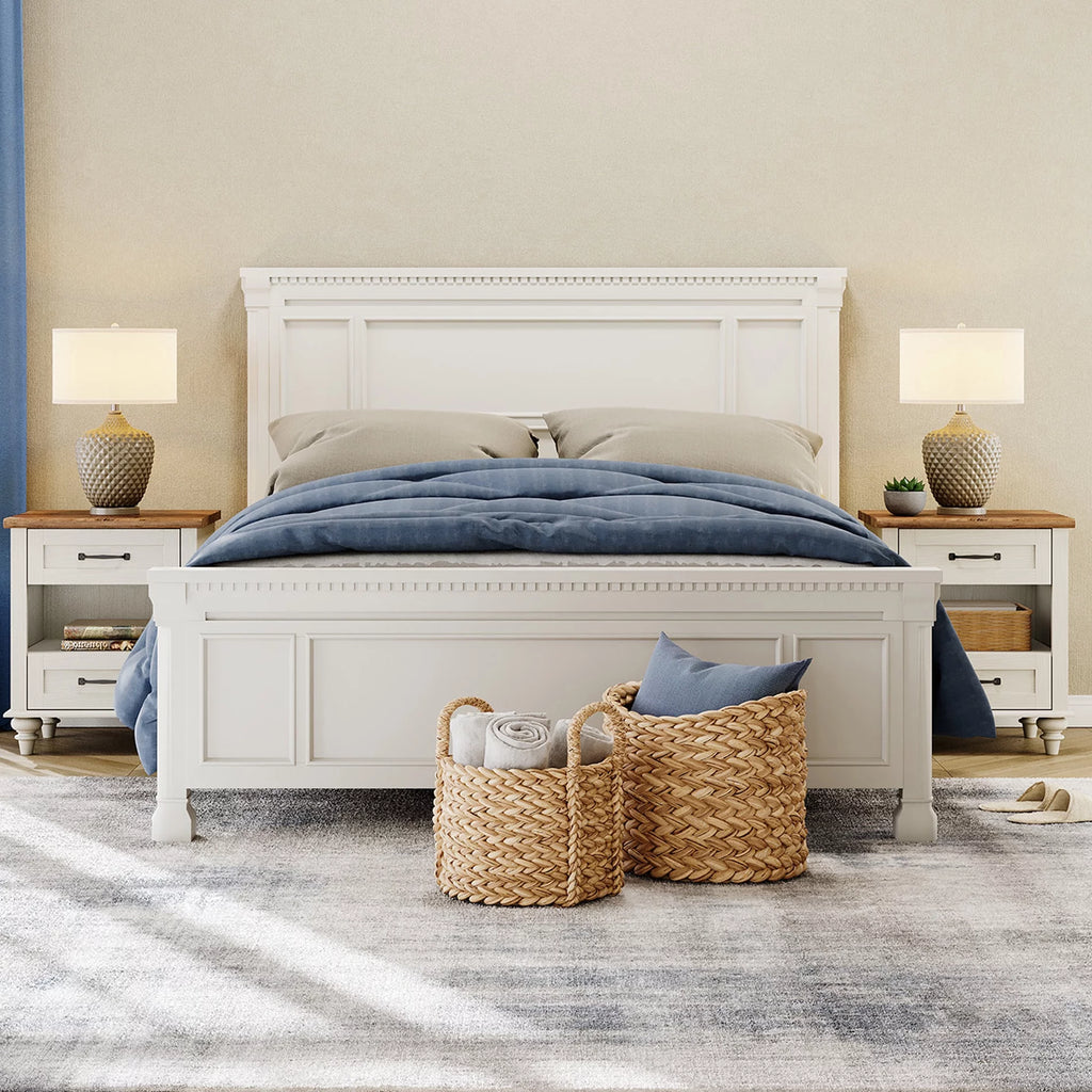 White Set of 2 Wooden Nightstand with 2 Drawers C509283