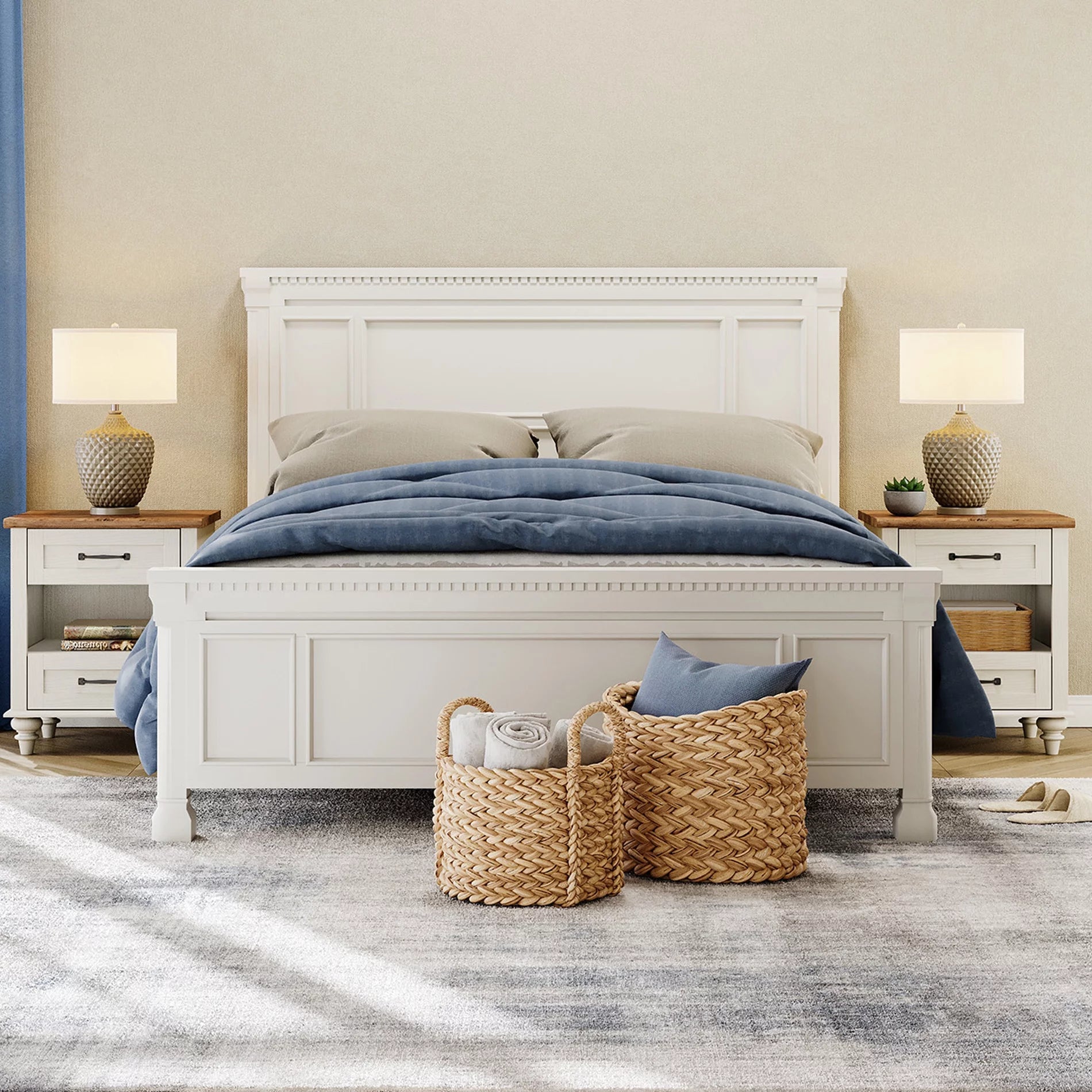 White Set of 2 Wooden Nightstand with 2 Drawers C509283
