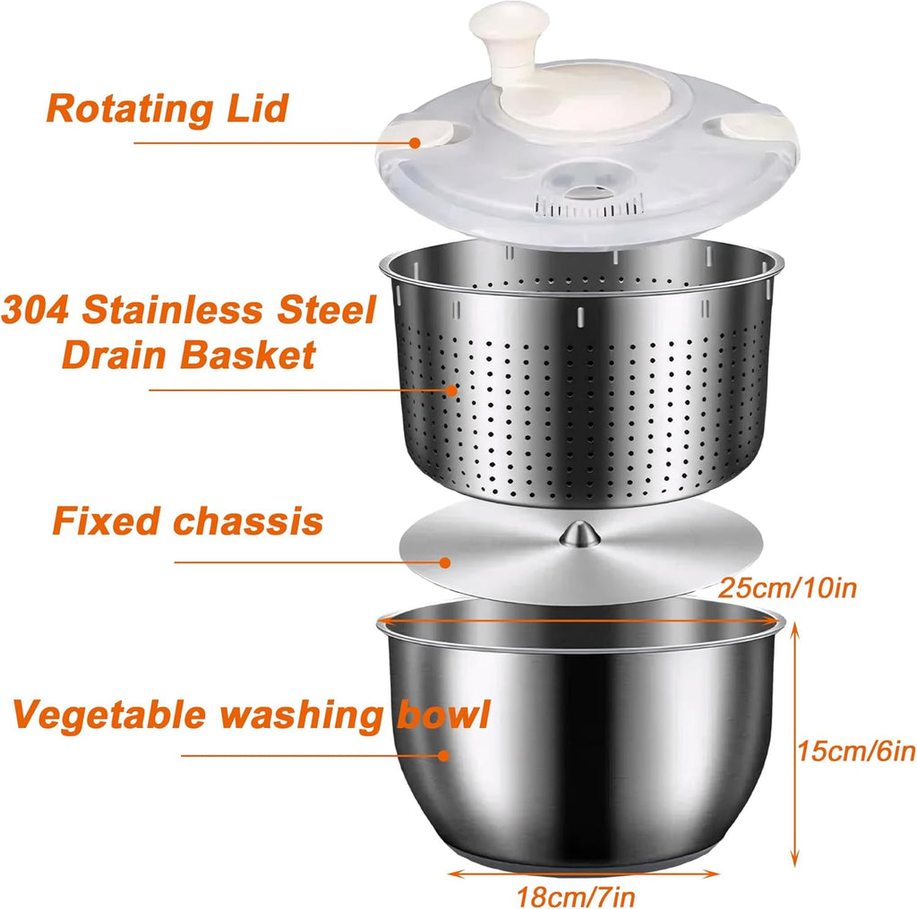 6L Stainless Steel Salad Spinner V570811