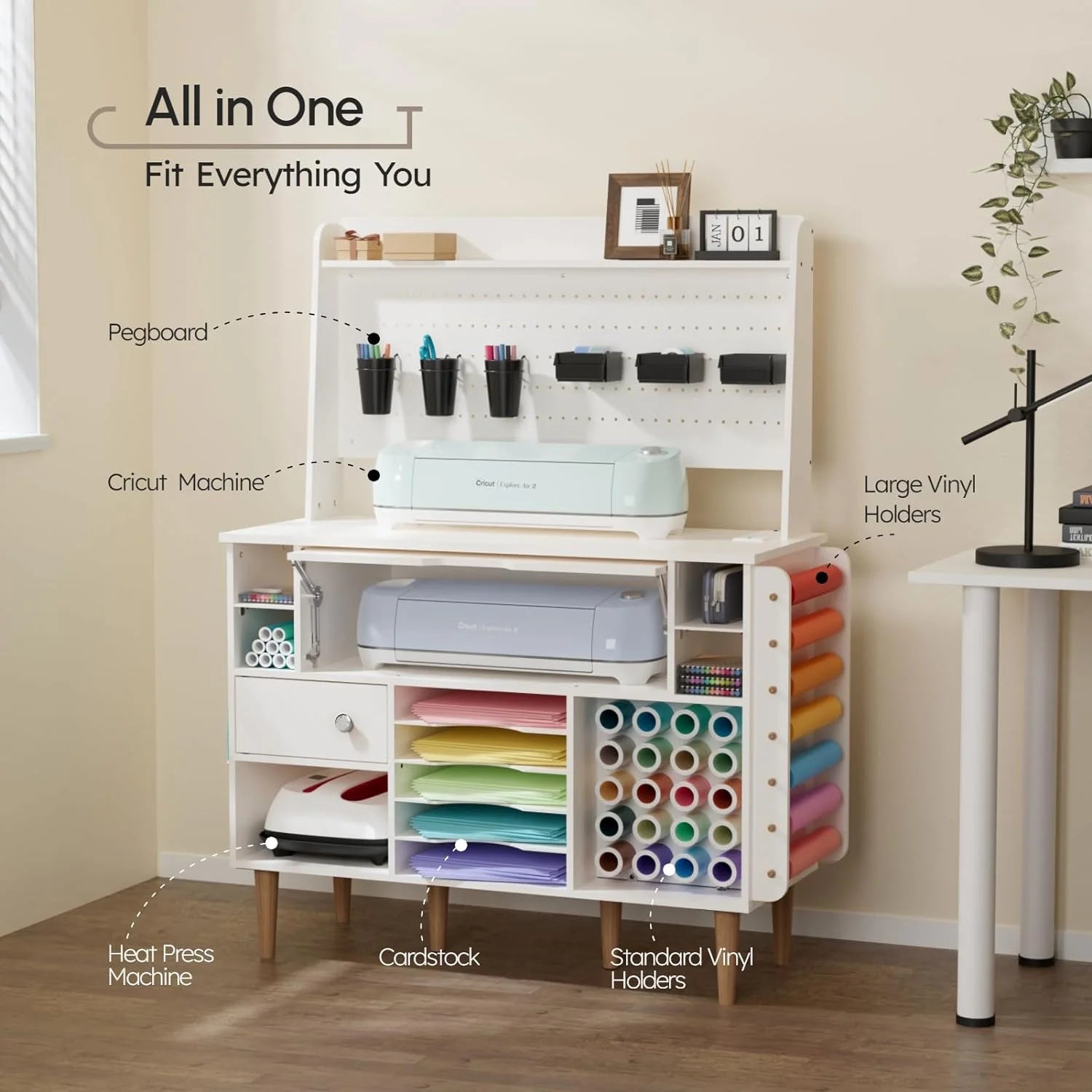 Craft Cabinet with Pegboard and Vinyl Roll Holders M4520