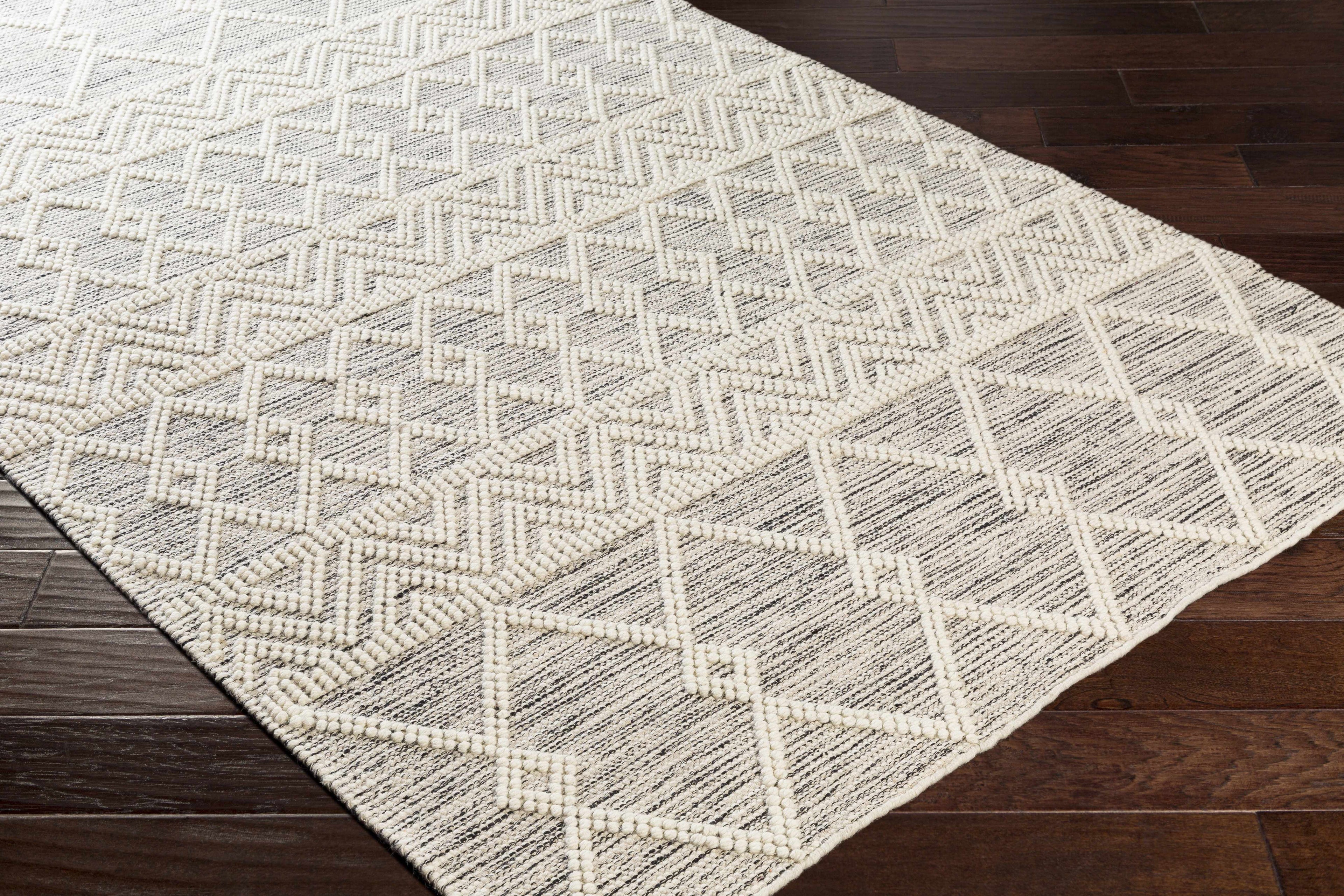 Beige White Brown Hand Woven Wool Small Area Rug 2' x 3' L94235
