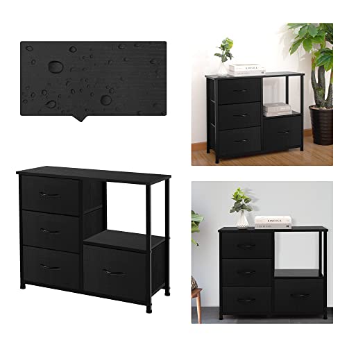 4 Drawer Fabric Storage Tower with Shelves, Dark Grey X65982