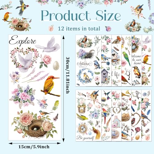 12 Sheets Rub on Transfers, 11.9 x 5.9 Inch N509