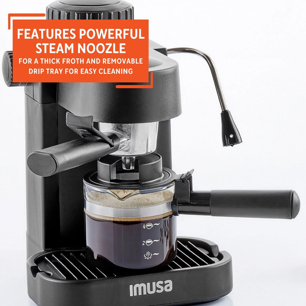 4 Cup Capacity Electric Espresso Cappuccino Maker 800 Watts Black F393