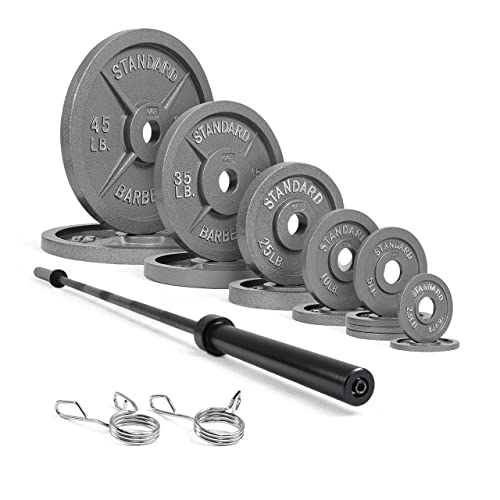 290lb & 300lb & 555lb Olympic Weight Plates Set with 7 ft. Olympic Barbell Y9087
