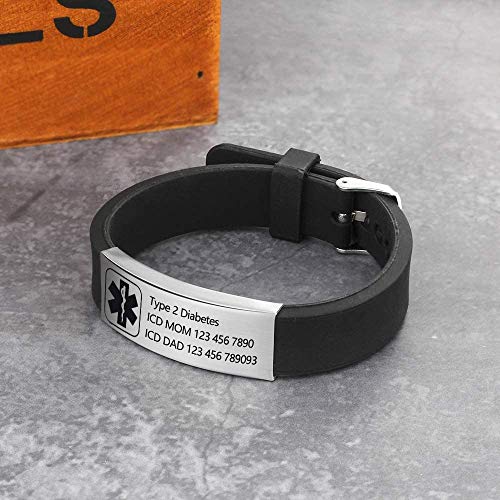 Silicone Adjustable Medical Alert Bracelets F550653