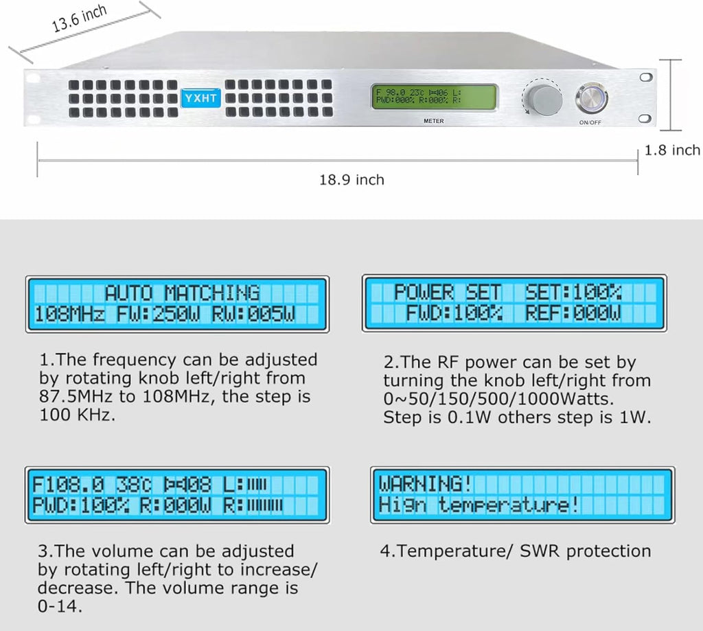 150W Long Range FM Broadcast Transmitter with Antenna Cable U320