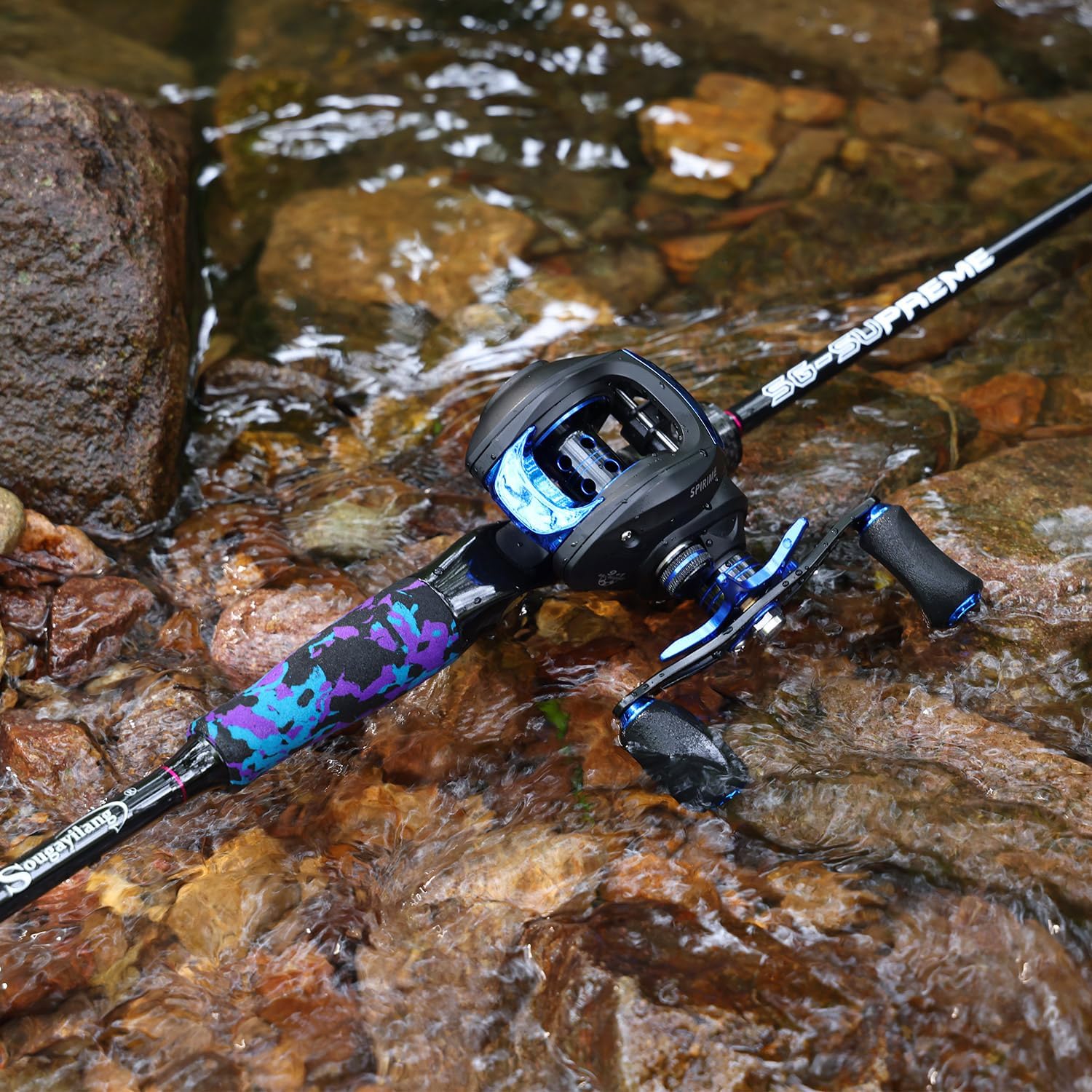 Medium 2-Piece Baitcasting Fishing Rod and Reel Combo L12356