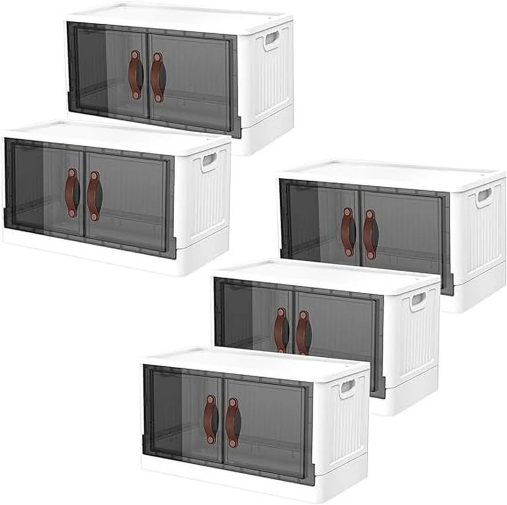 Beige 200 Qt (50 gal) 5 Pack Stackable Plastic Storage Bins with Lids Y62373