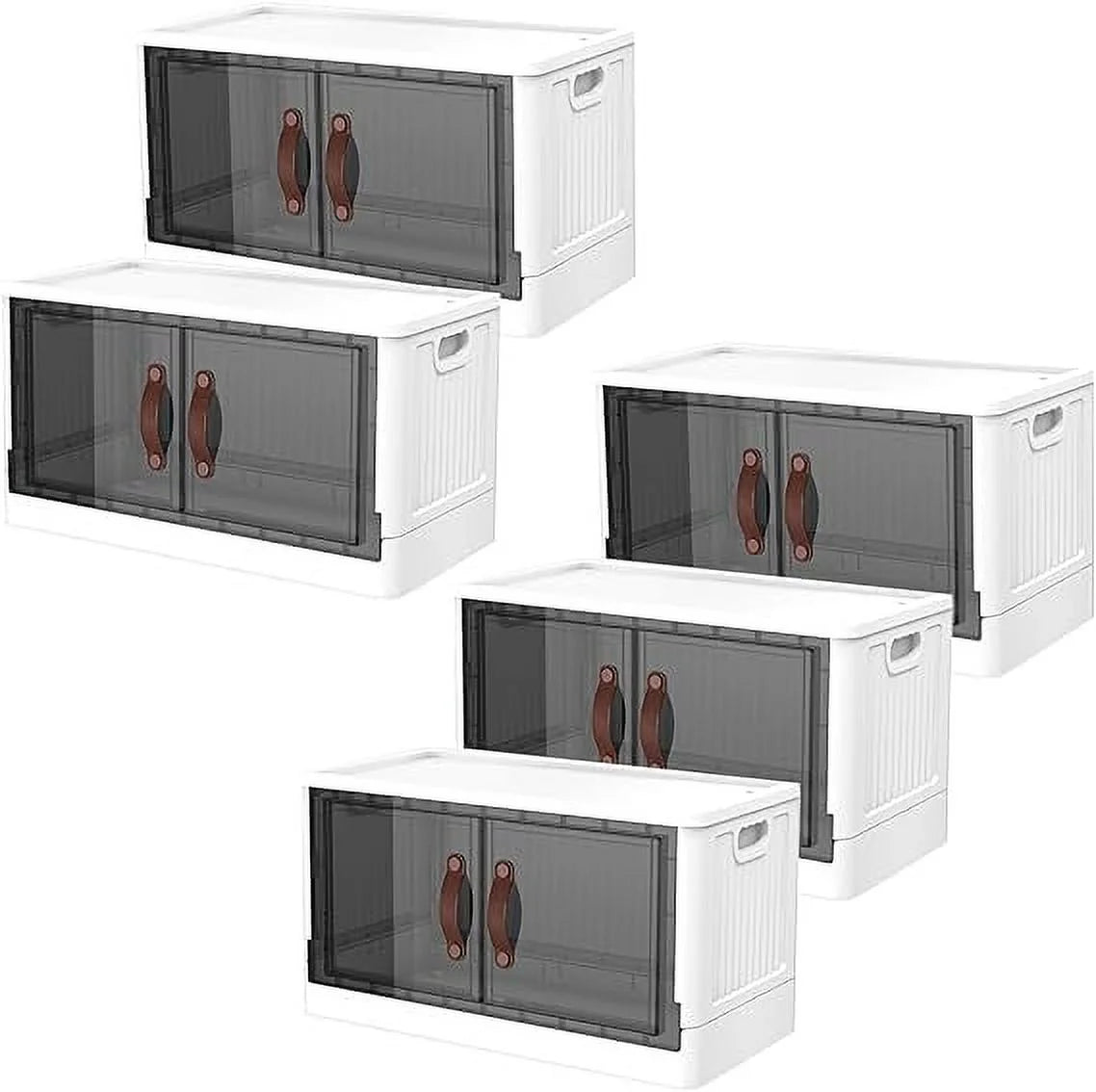 Beige 200 Qt (50 gal) 5 Pack Stackable Plastic Storage Bins with Lids Y62373