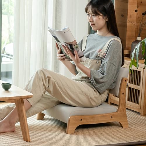 Beige Floor Chair with Back Support and Cushion Z61858