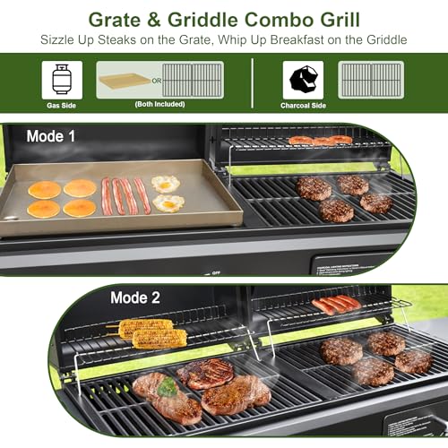 6-Burner Propane Gas Grill and Griddle with Double Stainless Steel Lids O6501