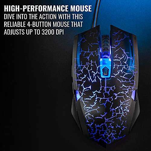RGB Gaming Accessories Kit 4-in-1 Rainbow LED Backlight Bundle with Multimedia Keyboard, Optical Mouse, Mouse Pad & Headset Y546