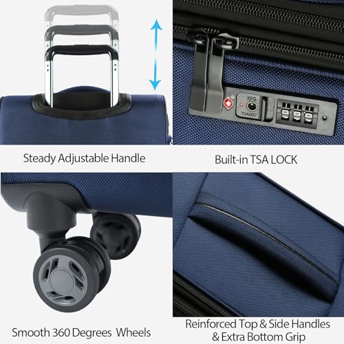 Black Softside Expandable Carry On Luggage with Spinner Wheels & TSA Lock, USB Port, 20-Inch I28952