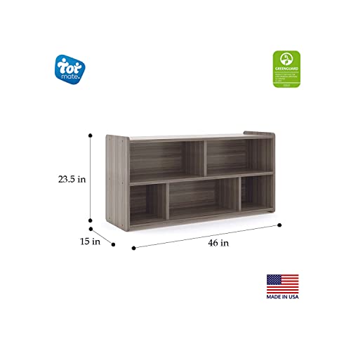 Toddler 5-Compartment Wooden Storage Cubby Shelf, 46" W x 23.5" H, Maple Y86282