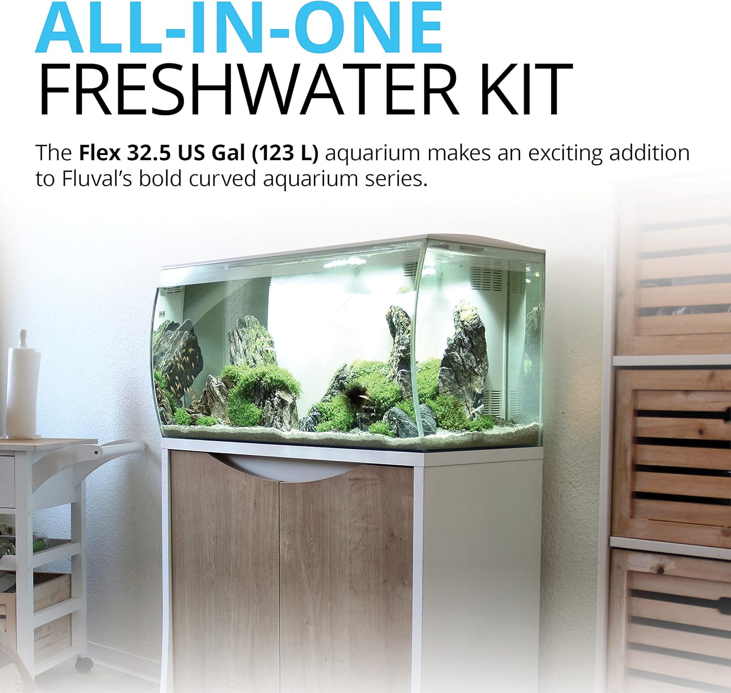 32.5 Gal. White Aquarium Kit with LED Lights and Filtration System L1431
