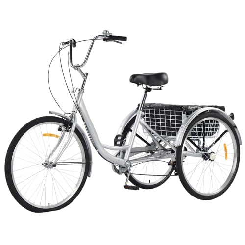 24 & 26 Inch 7 Speed Adult Tricycle with Large Rear Basket F85256