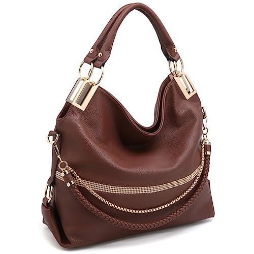 Vegan Leather Rhinestones Hobo Shoulder Bag B638