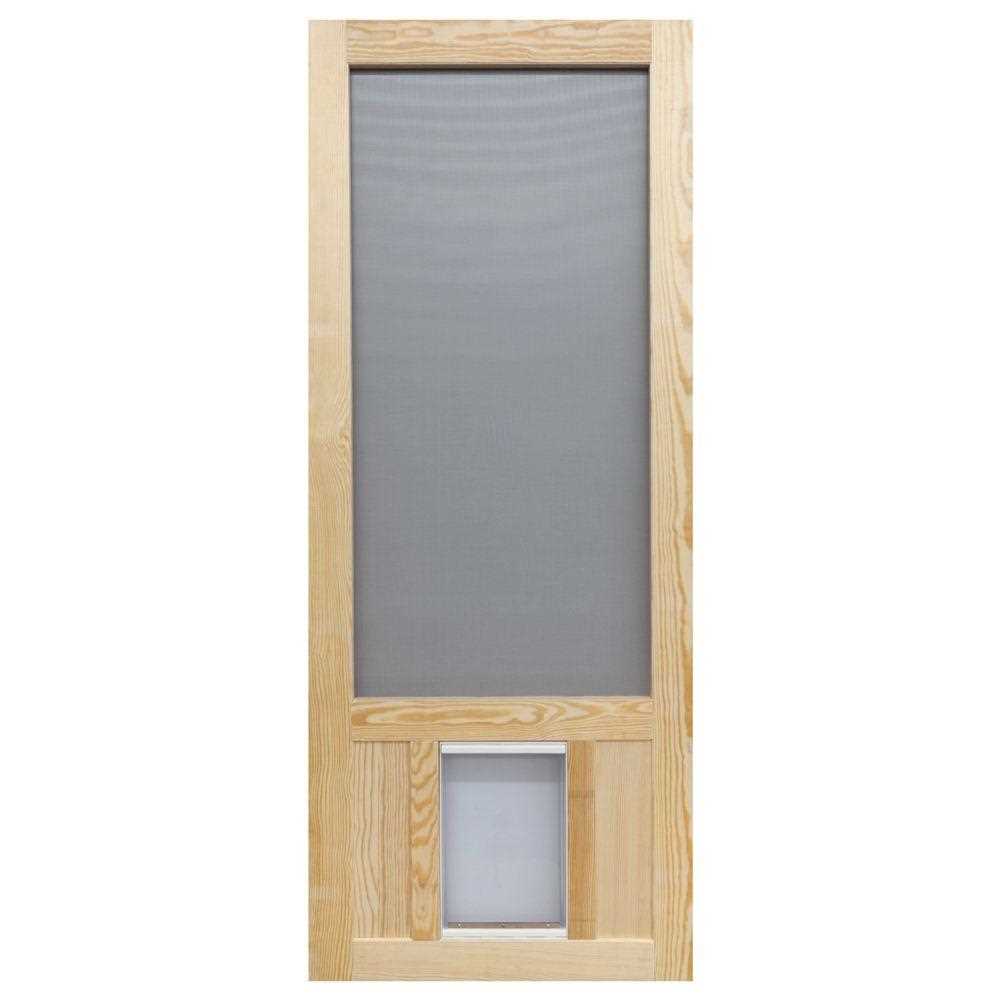 32 in. x 80 in. Reversible Wood Screen Door with Pet Flap F4251