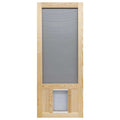 32 in. x 80 in. Reversible Wood Screen Door with Pet Flap F4251