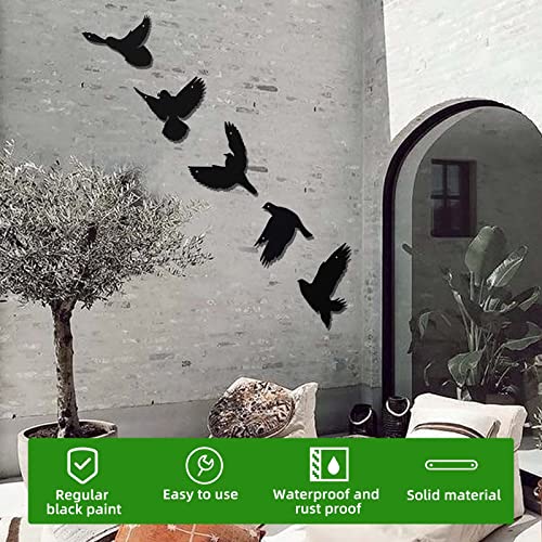 5Pcs 3D Modern Black Birds Metal Wall Stickers Y283149