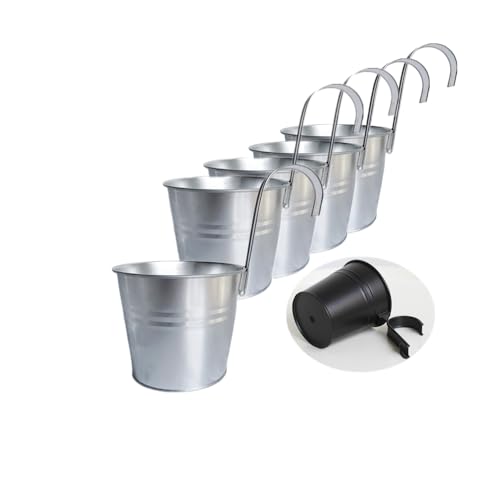 5 Pack Black Metal Hanging Plant Pots with Removable Hooks T281