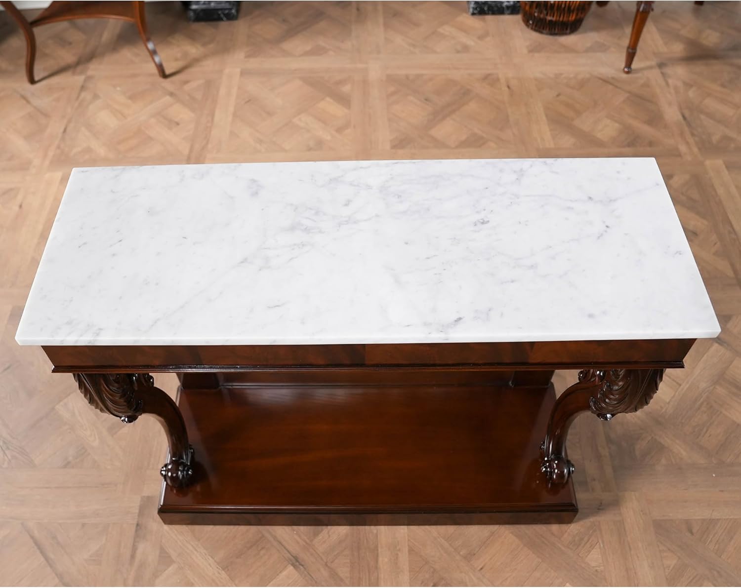 Mahogany Marble Top Console C126