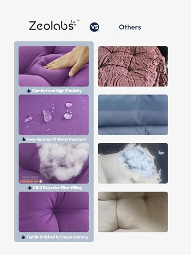 Purple Water Resistant Tufted High Back Chair Cushion with Ties N5678