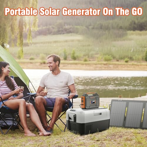 300W Portable Solar Generator with 60W Solar Panel Orange Q407047